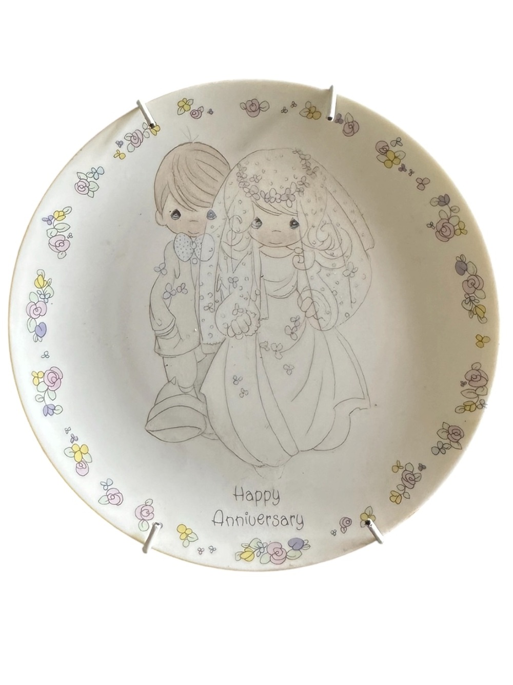 Precious Moments 1988 Happy Anniversary Retro Vintage Plate